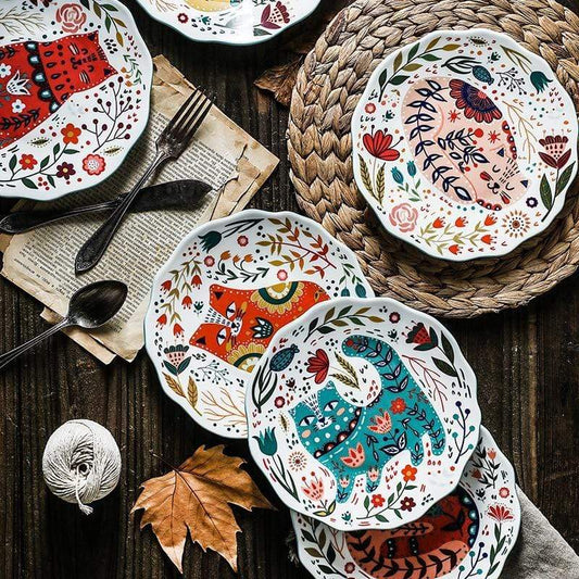 Handpainted Cat Ceramic Dinner Plate Blackbrdstore