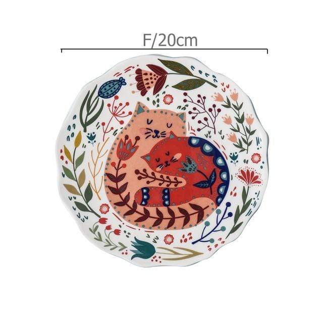 Handpainted Cat Ceramic Dinner Plate Blackbrdstore