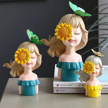 Happy Sunflower Girl Ornaments Blackbrdstore