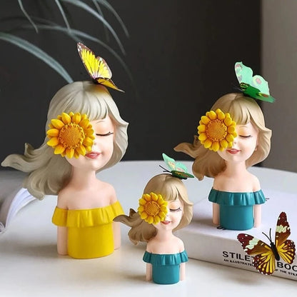 Happy Sunflower Girl Ornaments Blackbrdstore