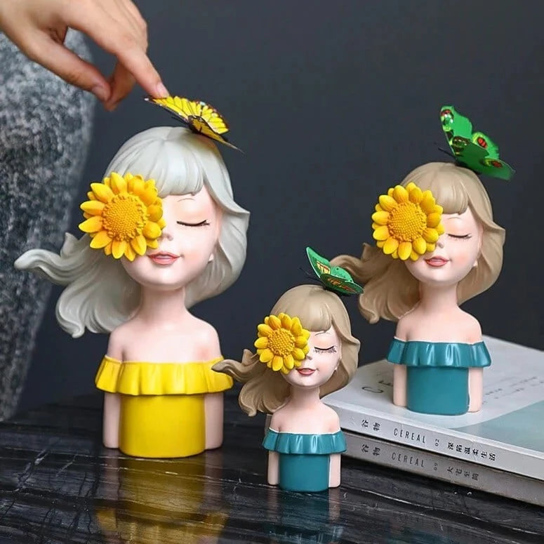 Happy Sunflower Girl Ornaments Blackbrdstore