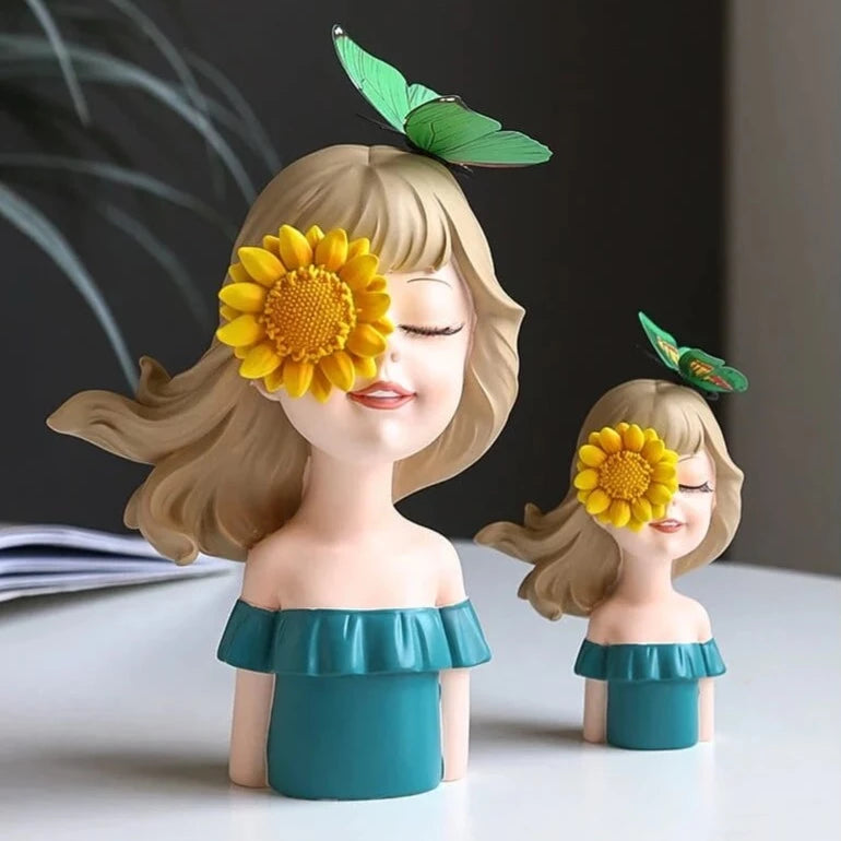 Happy Sunflower Girl Ornaments Blackbrdstore