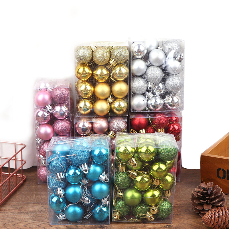 3 Textures 24pcs Christmas Tree Balls