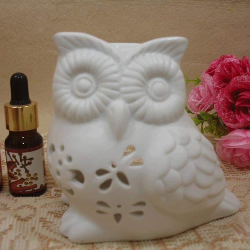 Hollow Owl Ceramic Oil Incense Burner Blackbrdstore