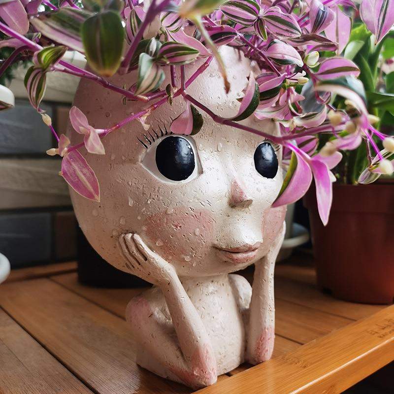 Human Doll Face Flowerpot Blackbrdstore