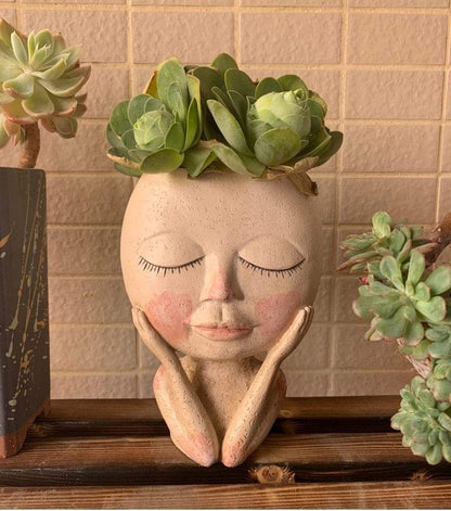 Human Doll Face Flowerpot Blackbrdstore