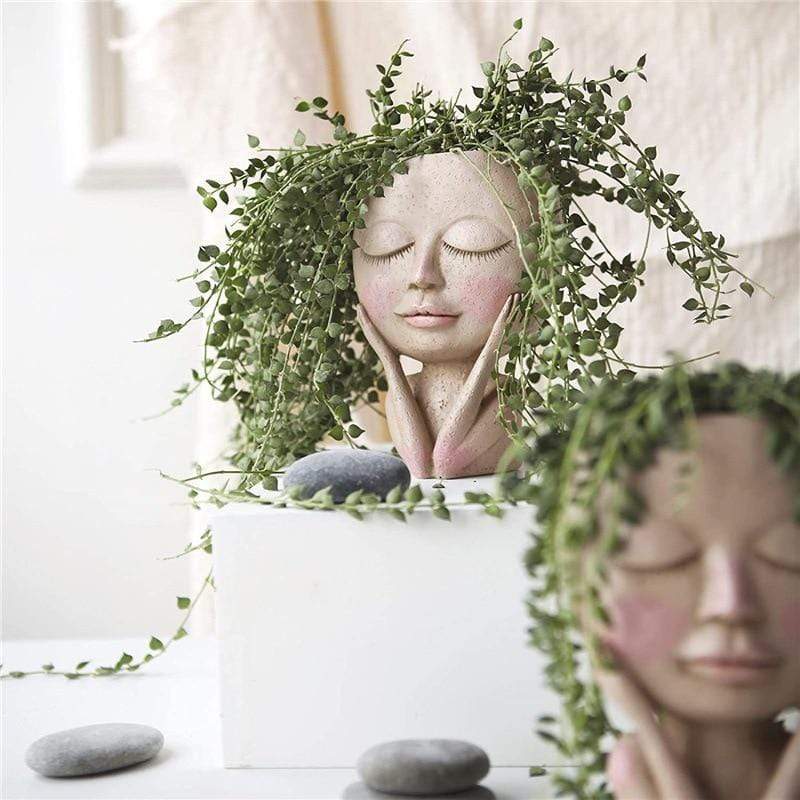 Human Doll Face Flowerpot Blackbrdstore