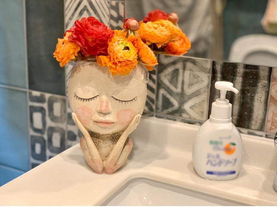 Human Doll Face Flowerpot Blackbrdstore