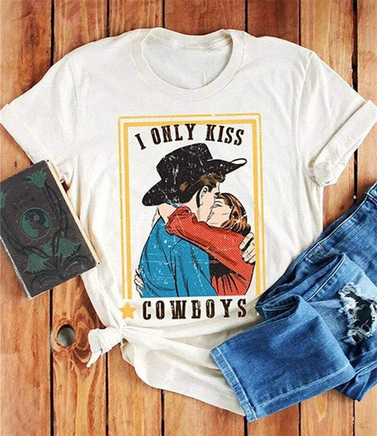 I Only Kiss Cowboys Graphic Tee Blackbrdstore