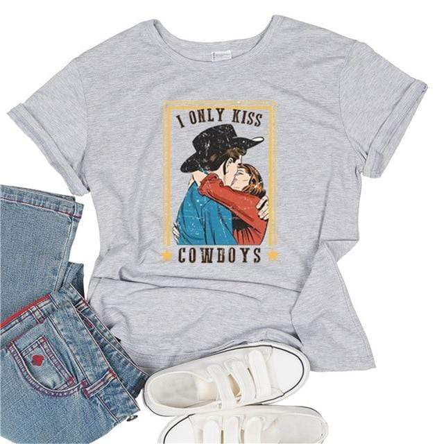 I Only Kiss Cowboys Graphic Tee Blackbrdstore