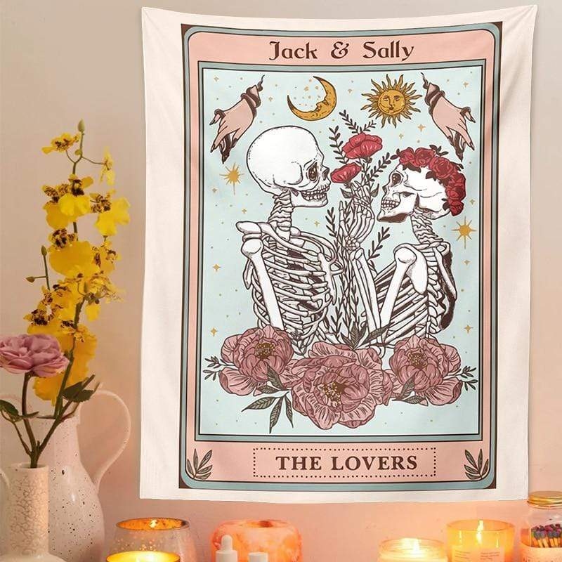 Jack & Sally - The Lovers Tarot Tapesty Blackbrdstore