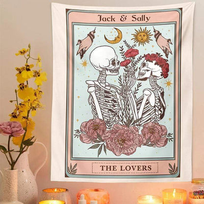 Jack & Sally - The Lovers Tarot Tapesty Blackbrdstore