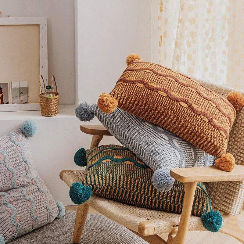 Knitted Wave Cushion Cover Blackbrdstore