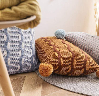 Knitted Wave Cushion Cover Blackbrdstore