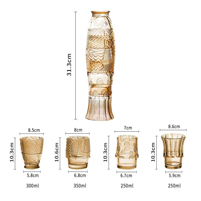 4-piece Stacking Drinking Glass, Koi Fish Shape Stackable Cups Set