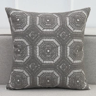 Lace Floral Circle Embroidered Cushion Cover Blackbrdstore