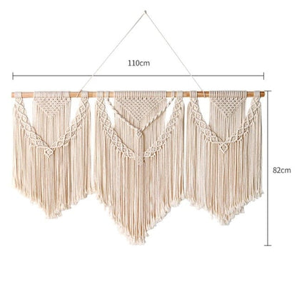 Large Macrame Wall Hanging with Wooden Stick Blackbrdstore