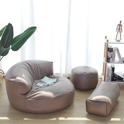 Leather Bean Bag Sofa Set Blackbrdstore