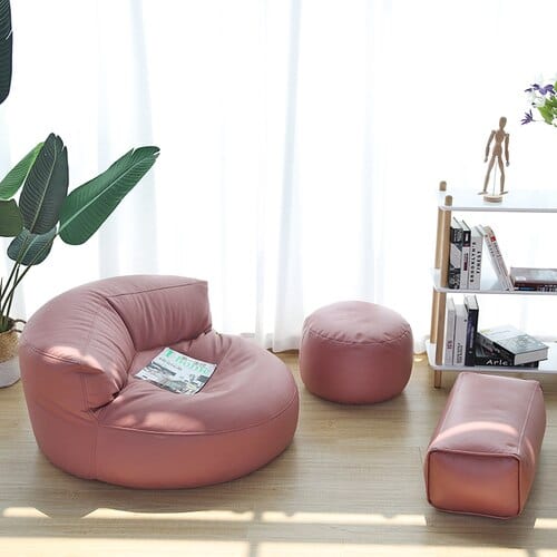 Leather Bean Bag Sofa Set Blackbrdstore