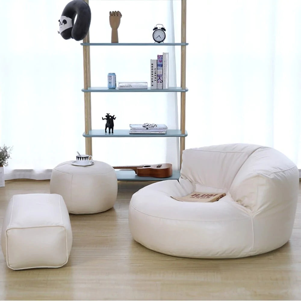 Leather Bean Bag Sofa Set Blackbrdstore