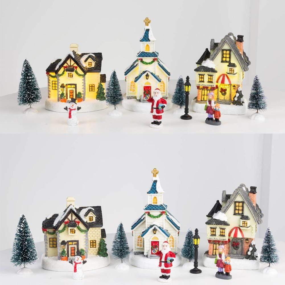 Led Christmas Village Set Blackbrdstore