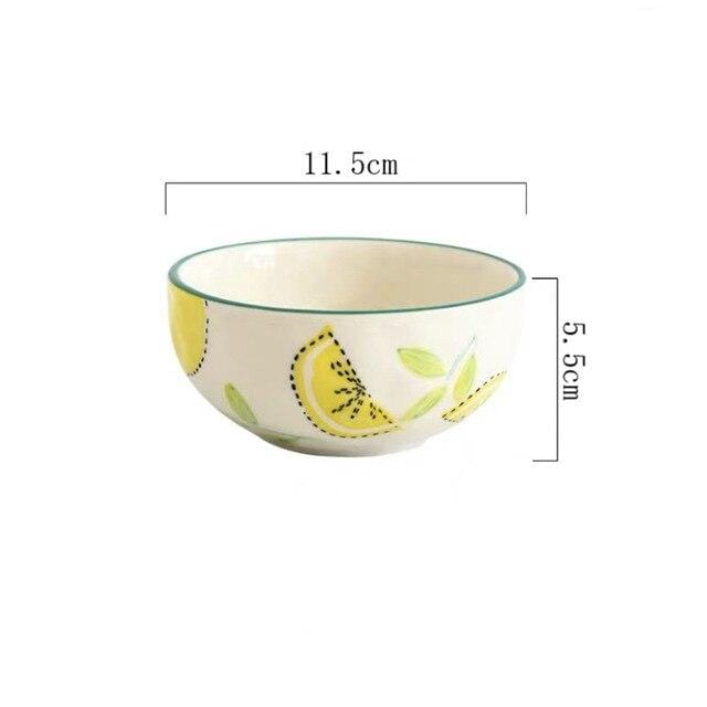 Lemon Print Ceramic Bowls Plate Blackbrdstore