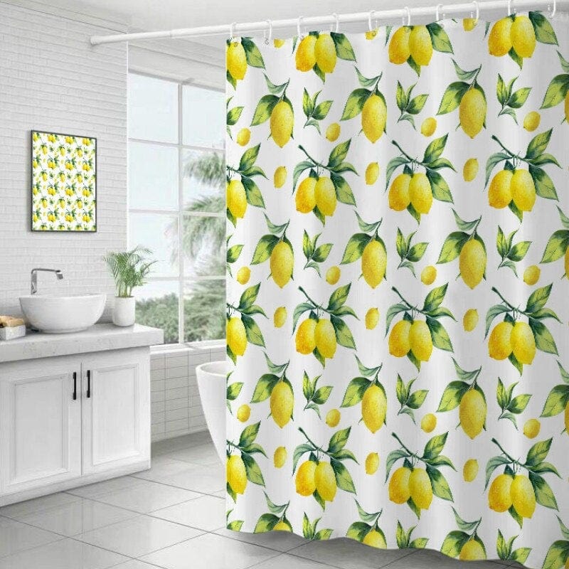 Lemons Shower Curtain Blackbrdstore