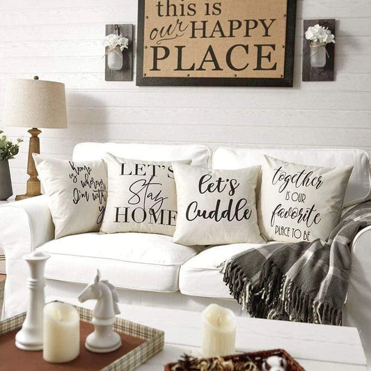 Let's Stay Home Cushion Covers Set Blackbrdstore