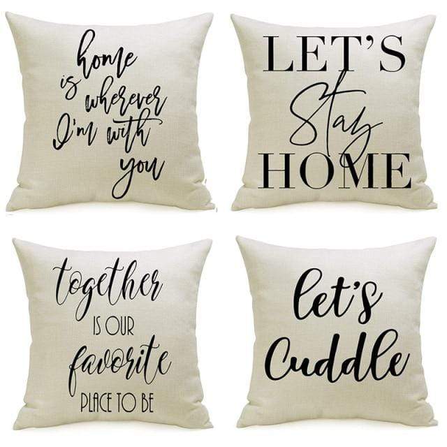 Let's Stay Home Cushion Covers Set Blackbrdstore