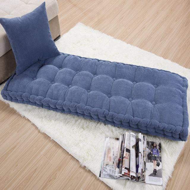 Long Blue Floor Cushion Blackbrdstore