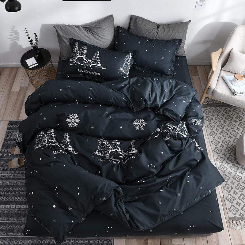 Magic Night Snowflake Christmas Duvet Cover Set Blackbrdstore