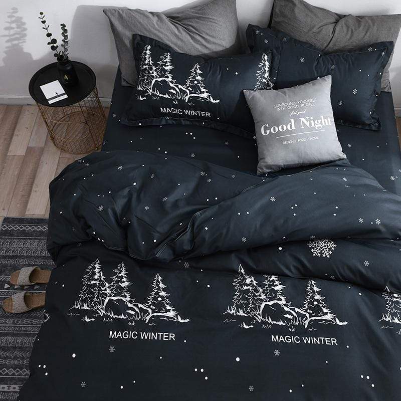 Magic Night Snowflake Christmas Duvet Cover Set Blackbrdstore