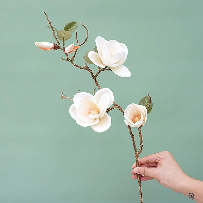 Magnolia Branch Silk Artificial Flower Blackbrdstore