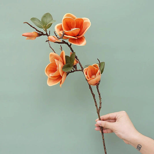 Magnolia Branch Silk Artificial Flower Blackbrdstore