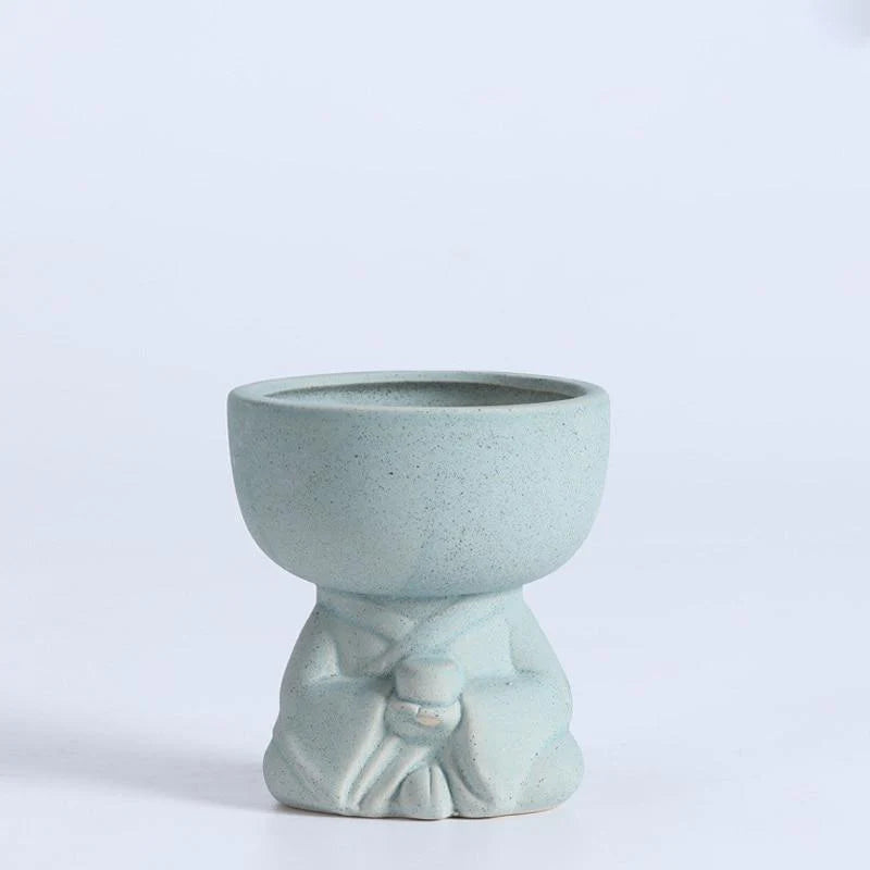 Meditating Human Ceramic Flower Pot Blackbrdstore