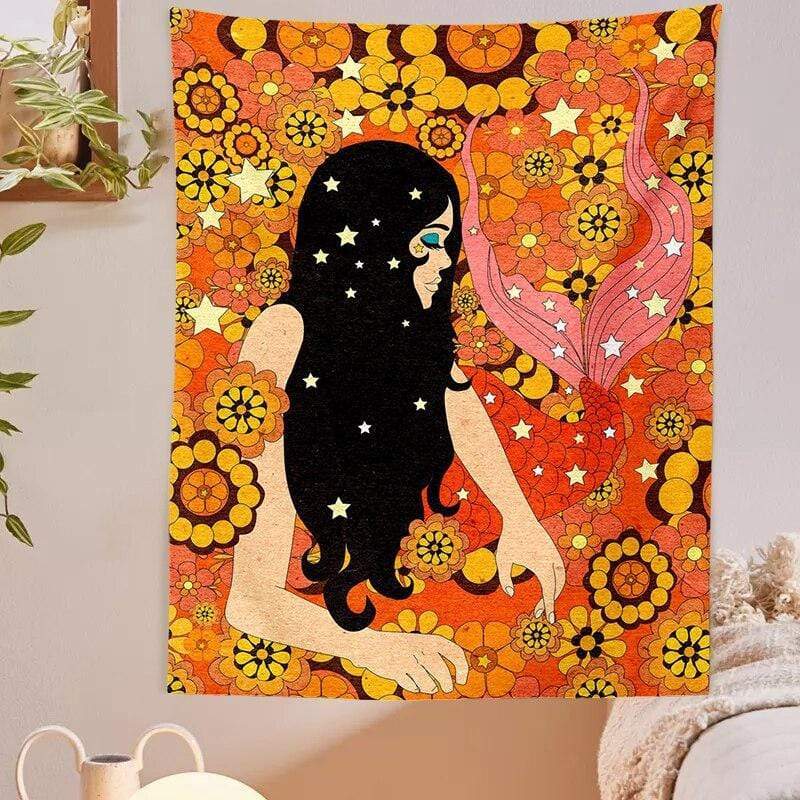 Mermaid Of The Flowers Tapestry Blackbrdstore