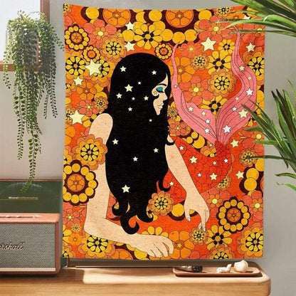 Mermaid Of The Flowers Tapestry Blackbrdstore