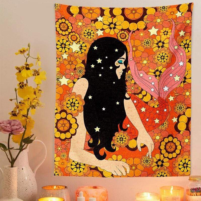 Mermaid Of The Flowers Tapestry Blackbrdstore