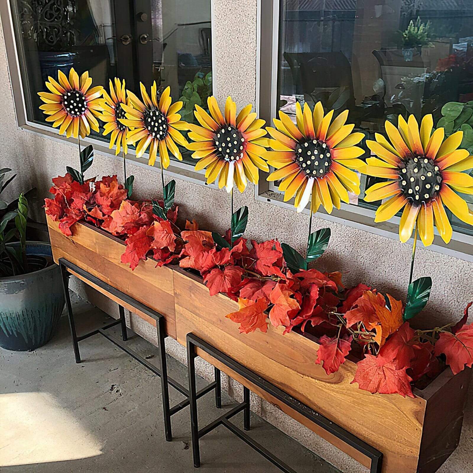 Metal Sunflowers Fence Decor Blackbrdstore