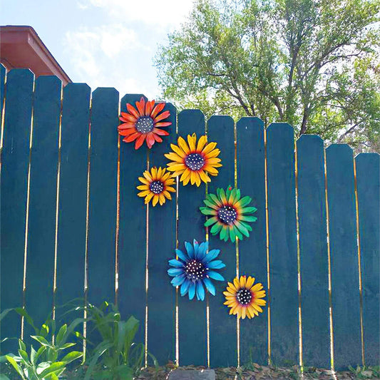 Metal Sunflowers Fence Decor Blackbrdstore