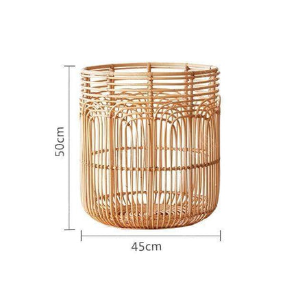 Mid-Century Rattan Laundry Basket Blackbrdstore