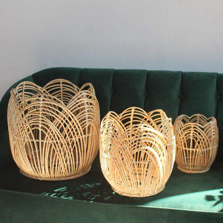 Mid-Century Rattan Laundry Basket Blackbrdstore