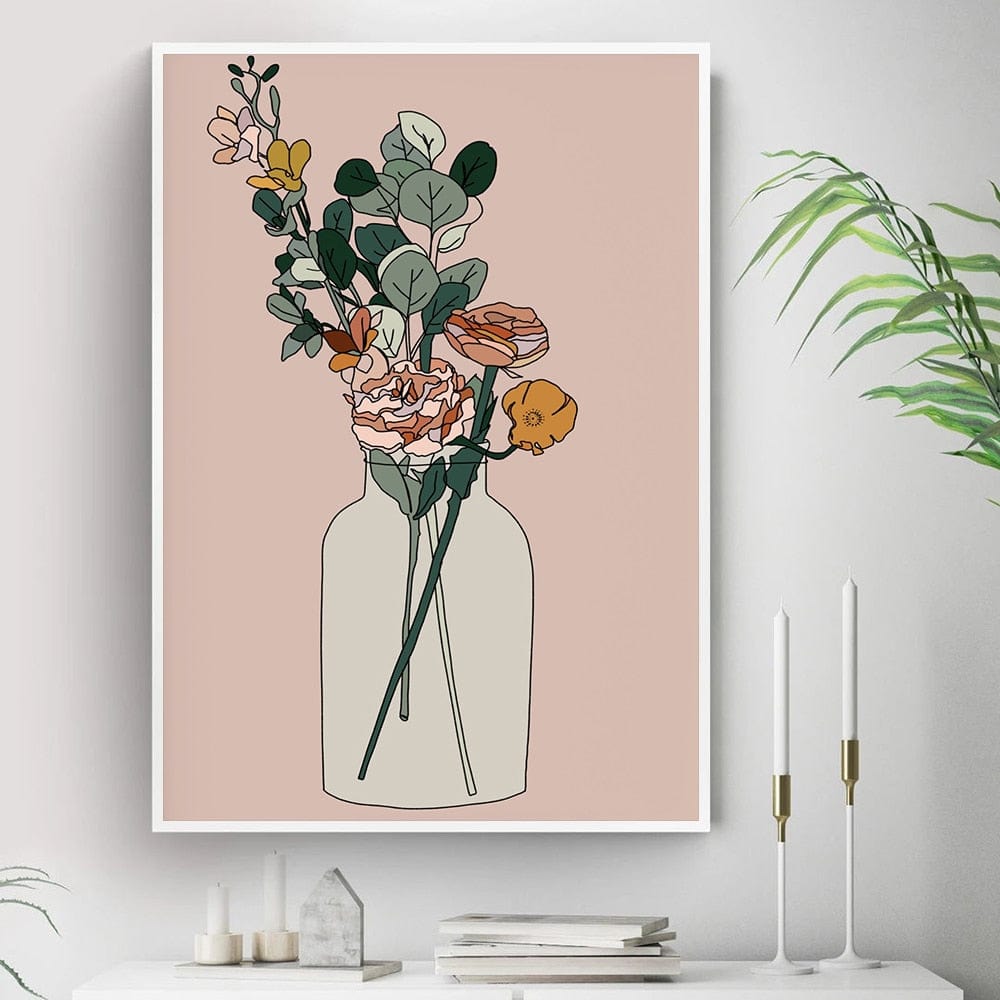 Minimalist Botanical Vase Wall Art Canvas Blackbrdstore