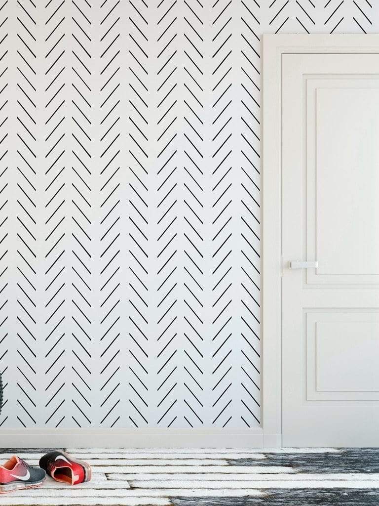 Modern Delicate Herringbone Wallpaper Blackbrdstore