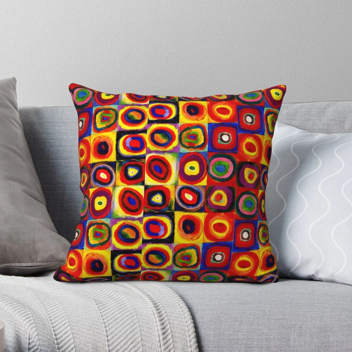 Modern Squares Circles Cushion Cover Blackbrdstore