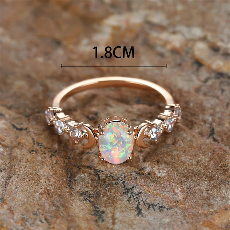 Moon Phase Opal Ring Blackbrdstore