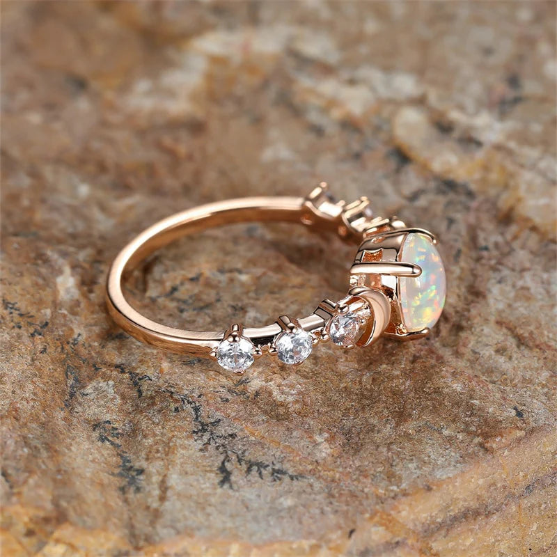 Moon Phase Opal Ring Blackbrdstore