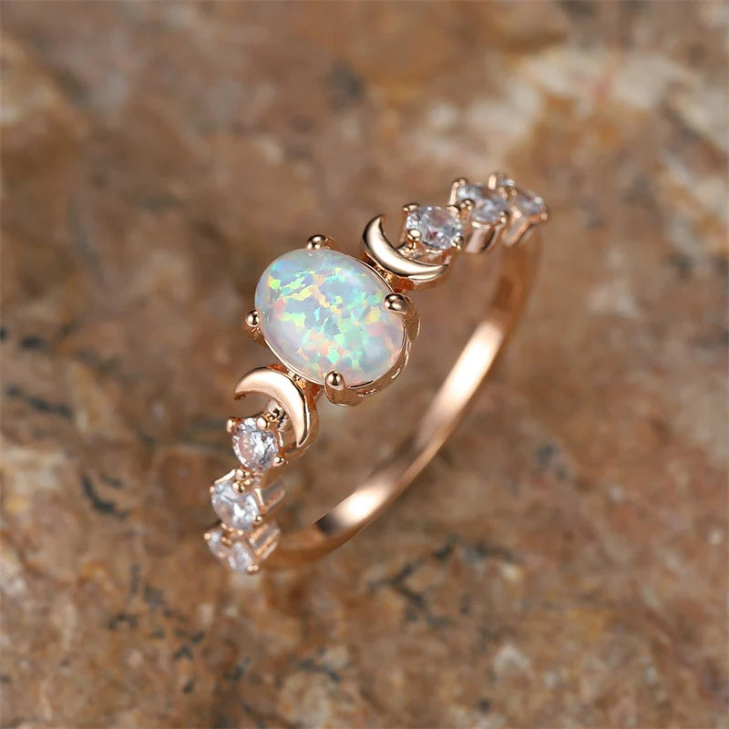 Moon Phase Opal Ring Blackbrdstore