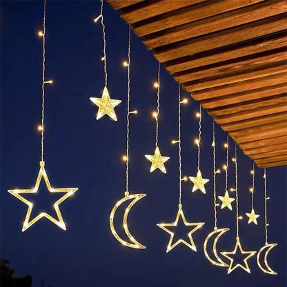 Moon & Star LED Curtain Lights Blackbrdstore