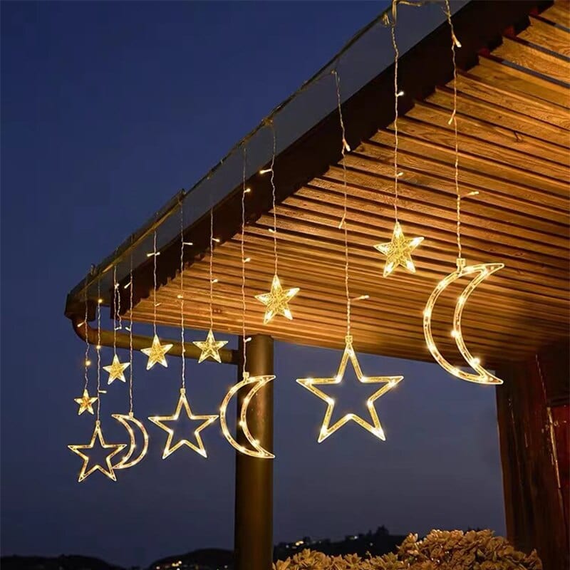 Moon & Star LED Curtain Lights Blackbrdstore